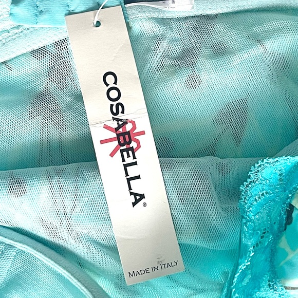 COSABELLA Italy Bustier Blue Lace Underwire Bra Lingerie (36 bust, see chart)NEW - Picture 2 of 10